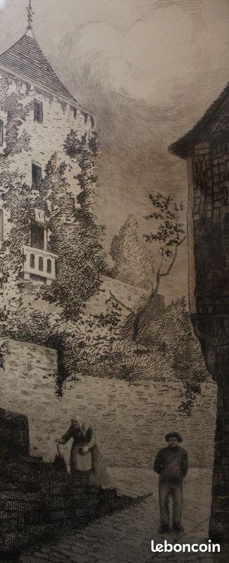 Gravure de la grande rue et du réfectoire du Mont Saint-Michel part Henri Léon VOISIN (image 5)