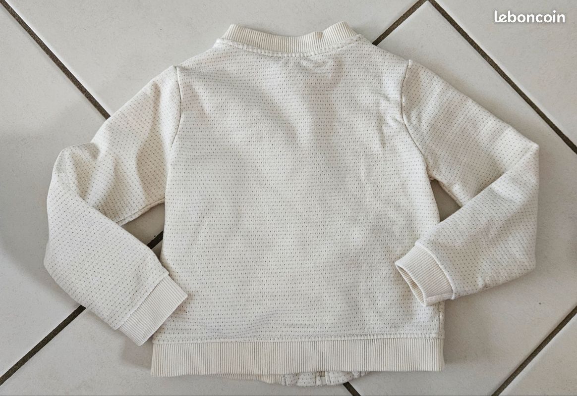 Gilet/cardigan Blanc Okaidi - Taille 4 Ans - 100% Coton - Occasion En Excellent état - Pour Fille