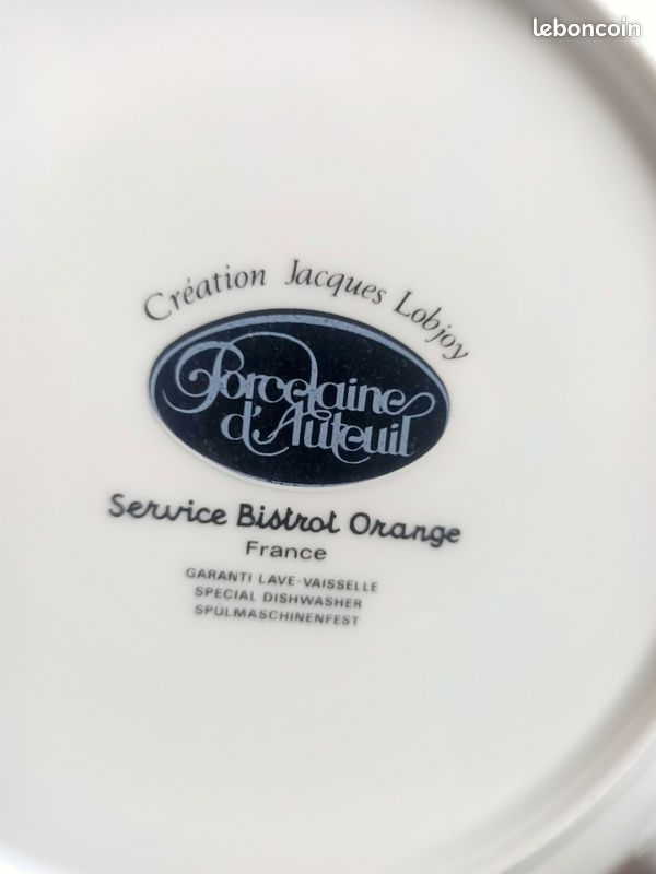 5 assiettes à dessert en porcelaine d'Auteuil – Jacques Lobjoy – Vintage (image 9)