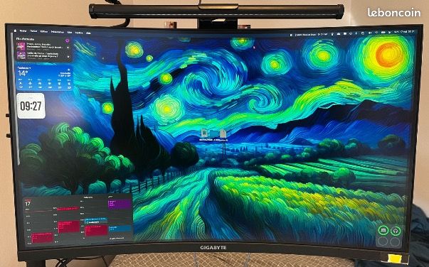 Moniteur écran gaming incurvé + Support Moniteur Double, 32", 2K(QHD), 165Hz, 1ms, 1500R, Freesync Premium Pro, (Gigabyte G32QC), HMDI, DisplayPort, 350 cd/m², HDR400 (image 1)