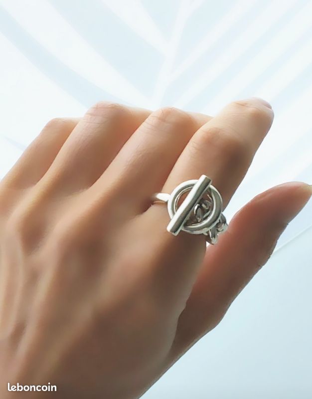 Bague chaîne d'ancre argenté Bague croisette OT Barre Grosse bague