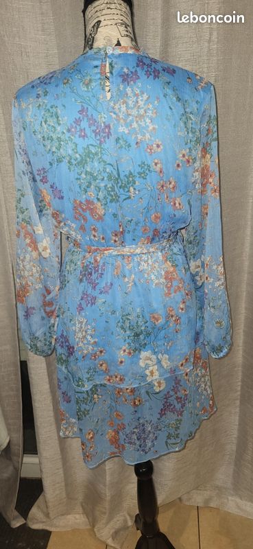 Robe ARGANA Mode – bleue fleurie – manches longues – taille M (image 5)