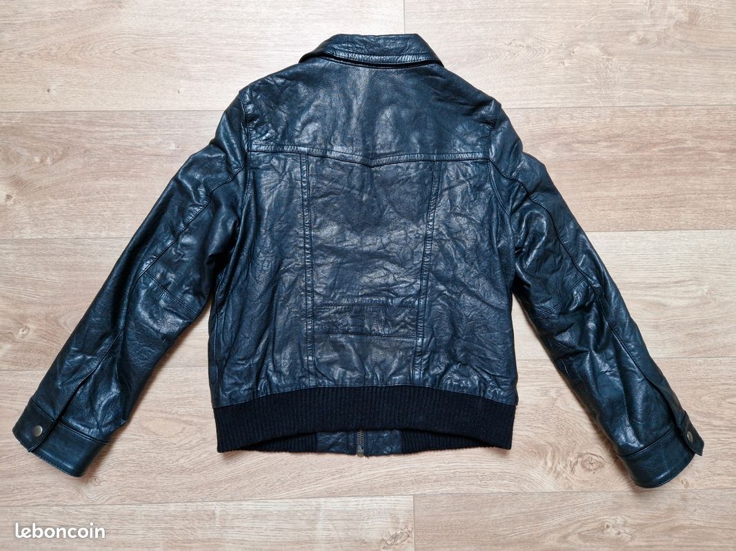 Sandro Blouson Cuir Oversize Femme Veste Teddy Cuir Noir Femme