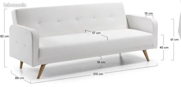 Canapé lit 3 places, marron, design / scandinave (image 3)