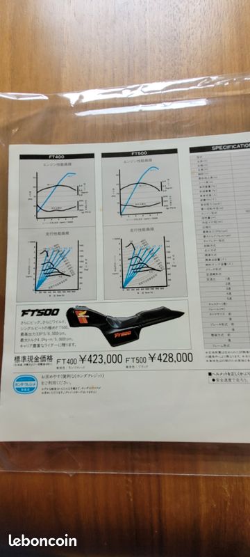 Doc en Japonais Honda FT500 FT400 (image 2)
