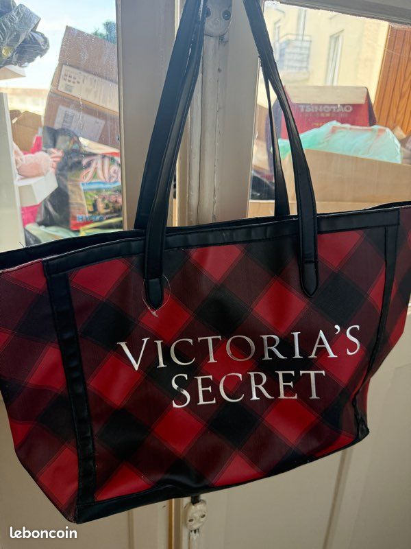 Sac cabas Victoria's Secret – motif à carreaux rouge et noir