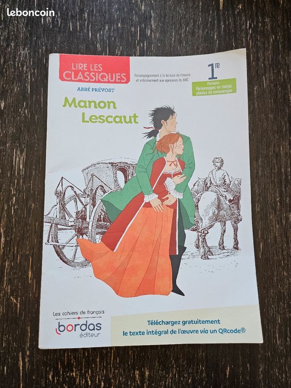 Cahier de français Manon Lescaut 1ère Bordas (image 1)