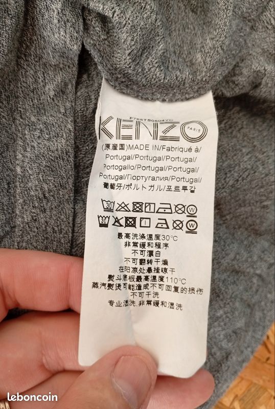 T-shirt maillot imprimé Kenzo pur vintage Rare gris (image 7)