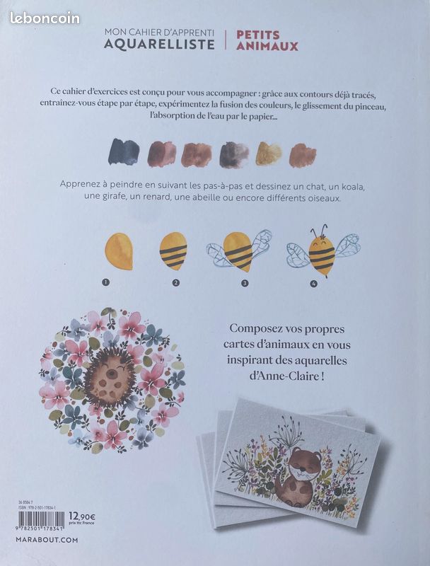 Cahier d'exercices d'aquarelle pour débutants, kit de peinture d