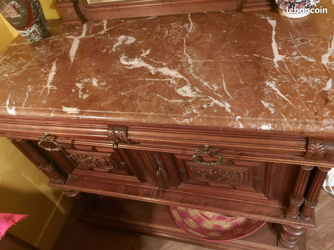 Buffet Henri II bois et marbre (image 3)