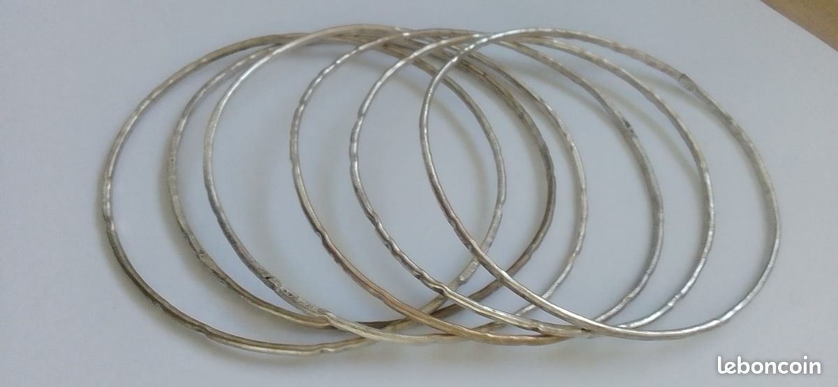 Bracelet Semainier En Argent Massif - Diamètre 6.6 Cm, Poids 28 Grammes