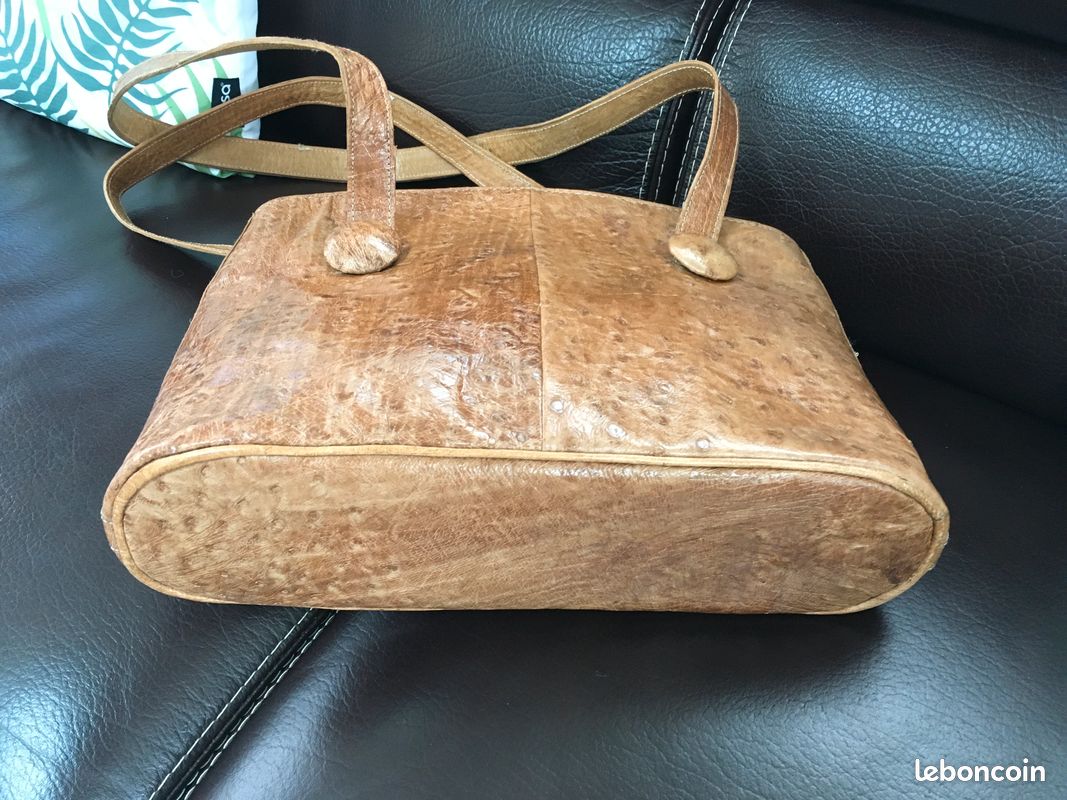 Sac à main peau d’autruche neuf/ beige - camel (image 3)