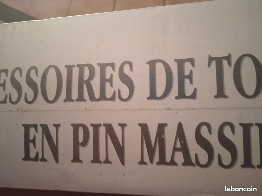 LUNETTE DE WC ET ACCESSOIRES C'est Neuf EN Pin Abattant Dérouleur BrosseRécipient (image 5)
