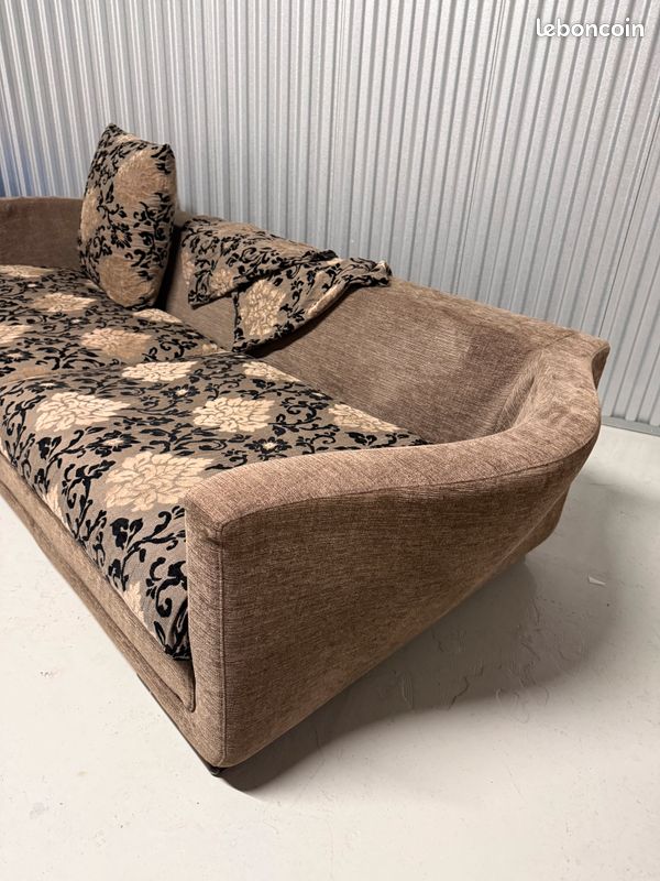 Roche Bobois — Grand canapé 3-4 places, tissu chenille taupe (image 9)