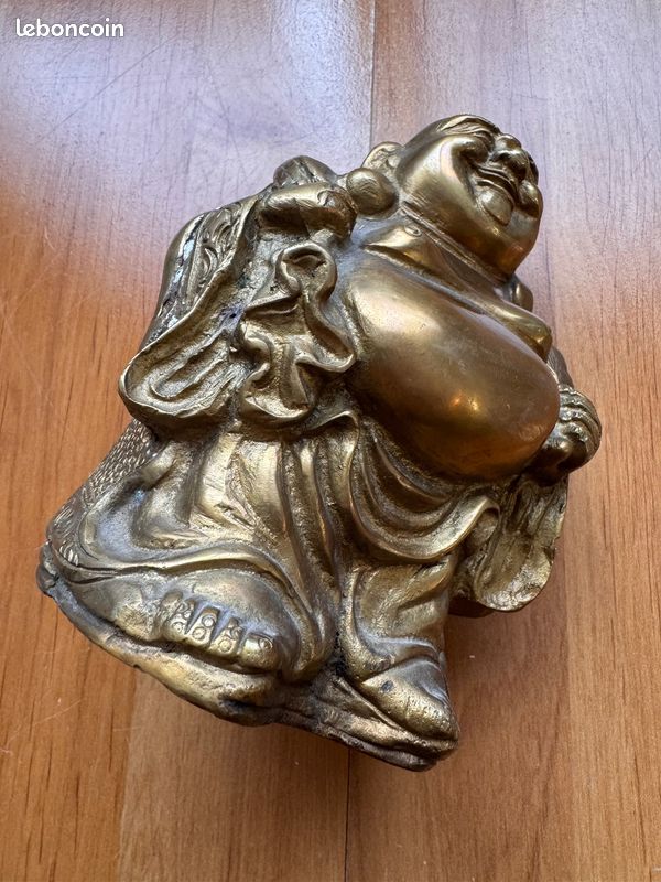 Statue Bouddha rieur laiton dore artisanat asiatique decoration zen collection (image 9)