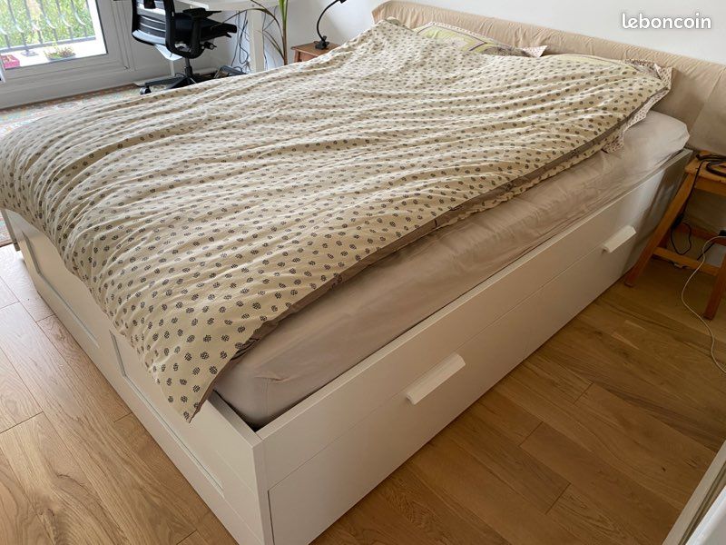 Lit 140x200 avec 4 tiroirs, sommier et matelas (image 4)