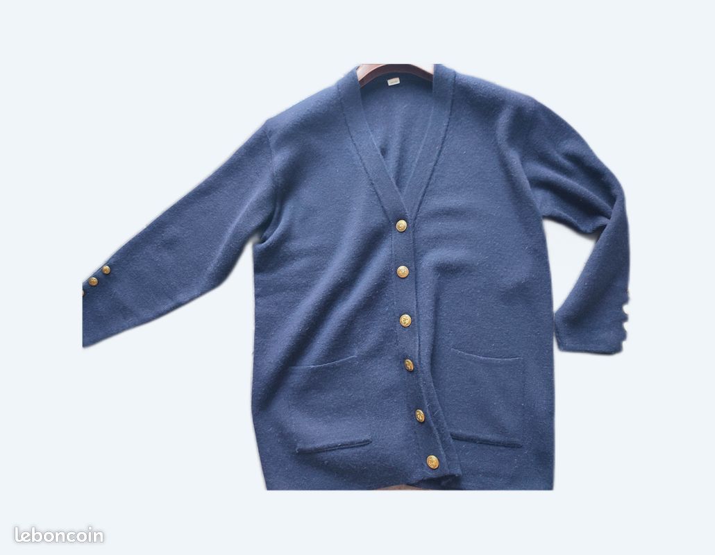 Gilet Cardigan Femme Saint James En Laine Bleu Marine, Taille 48 (3XL) - Occasion En Très Bon état