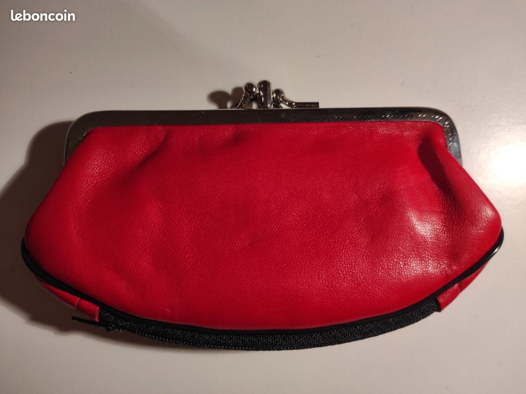 Porte-monnaie clic clac femme en cuir rouge neuf Accessoires