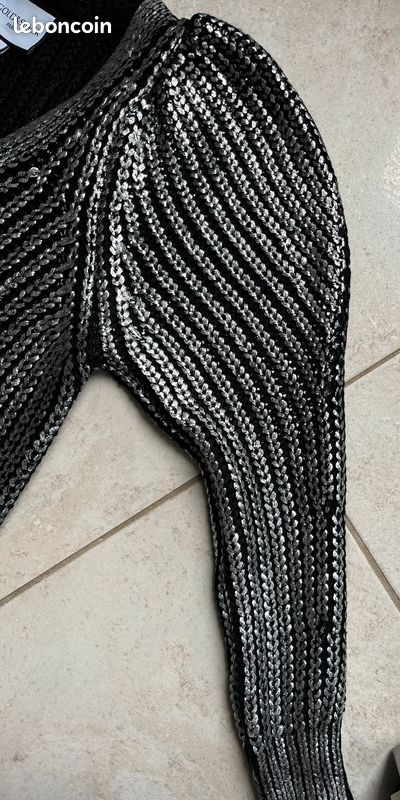 Gilet Noir Rock Avec Rivets Argentés - Taille 38/40 - Coton - Occasion Très Bon état