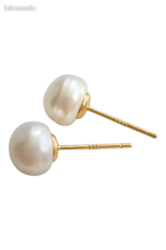 Boucle d'oreilles perle d'eau douce blanche s925 doré (image 2)