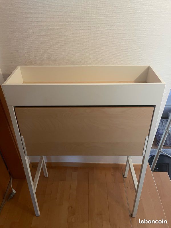 Petit bureau IKEA blanc & bois – Très bon état (image 2)