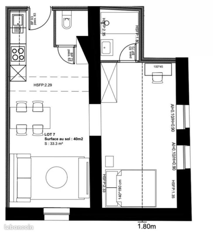 Appartement 2 pièces 33 m² · à Fontaines-sur-Saône · 33 m² · 800 €/mois