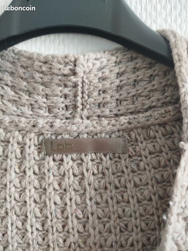 Gilet long laine beige (image 8)