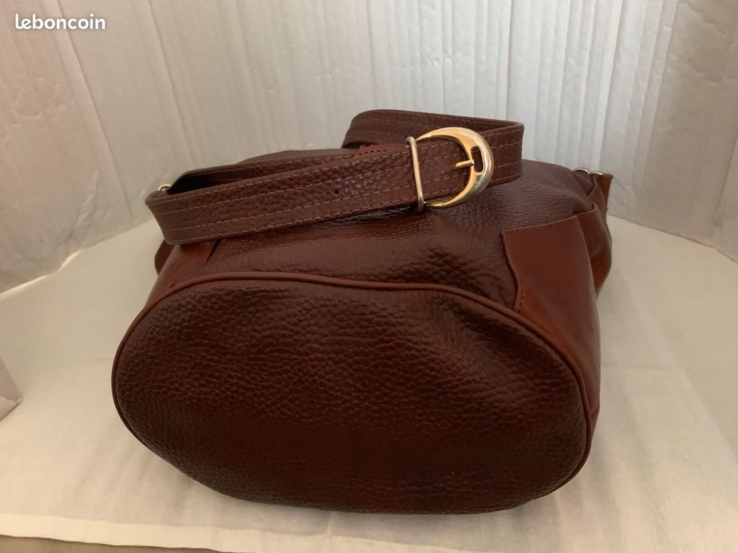 SAC SEAUX TEXIER CUiR MARRON à BANDOULIÈRE (image 7)