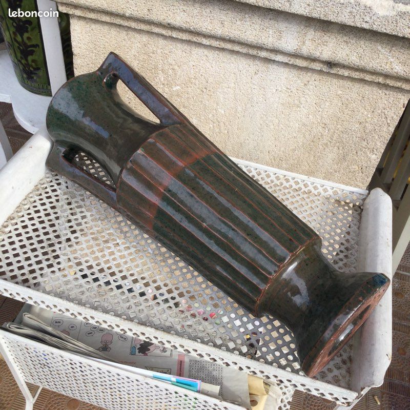 Grand vase en grès Art Deco en forme d’amphore vintage (image 3)