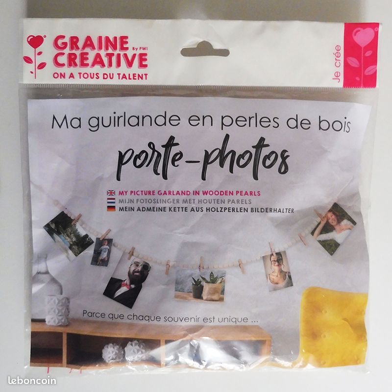 Guirlande porte photos en perle de bois (image 1)
