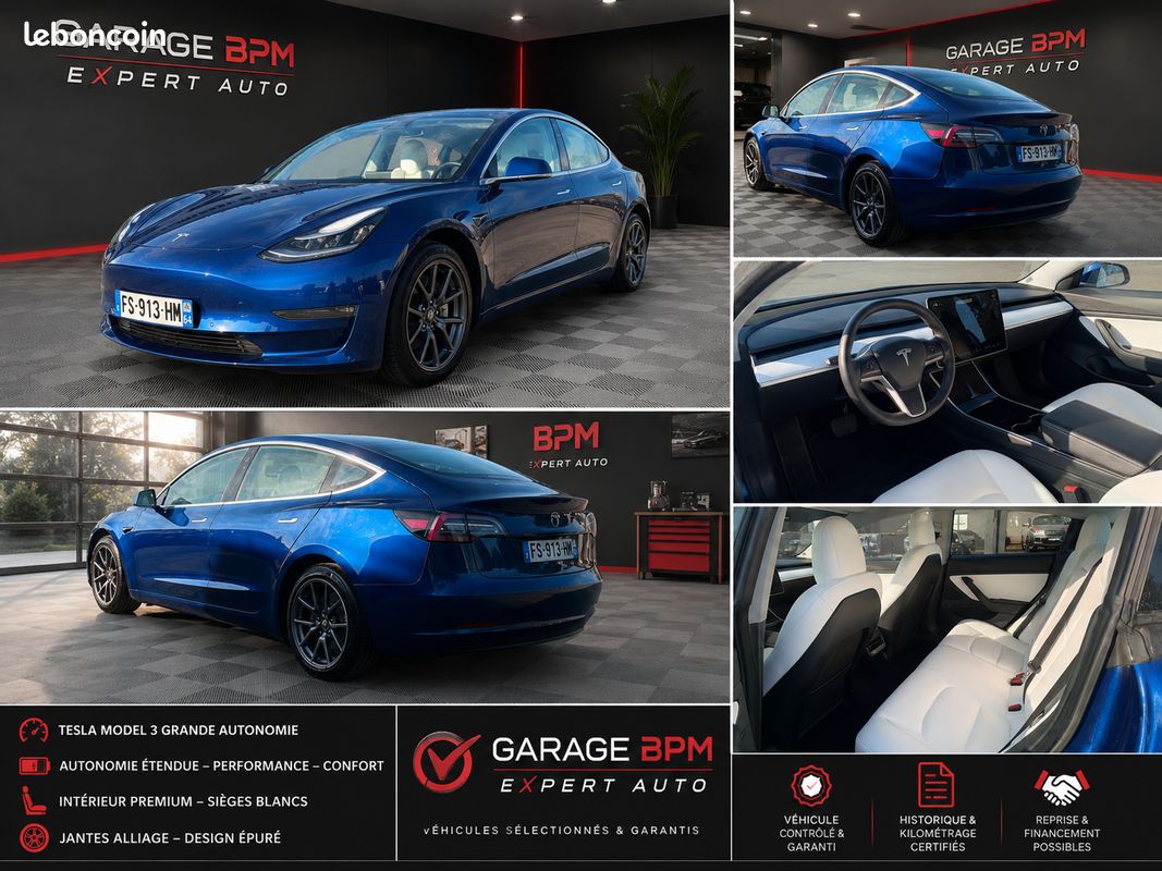 TESLA MODEL 3 Long Range Dual Motor AWD Toit panoramique et siège intérieure cuire blanc GARANTIE 12 MOIS (image 1)