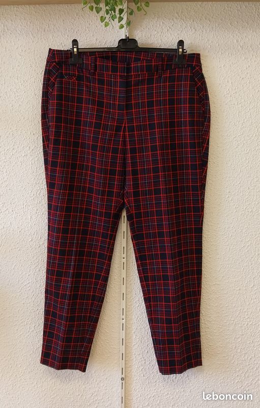 Pantalon à carreaux tartan rouge et bleu marine — s.Oliver (T46 / XXL) (image 1)