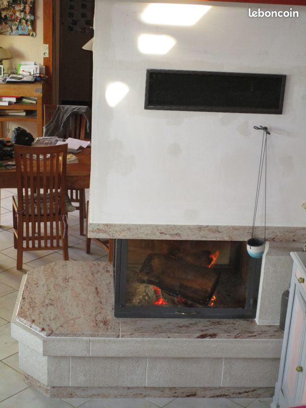 Cheminee granit / insert 3 vitres (image 2)