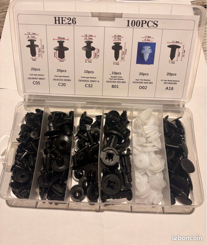 Boite de 100 clips pour tout véhicule (image 1)