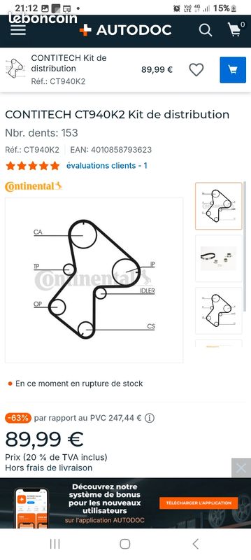 Kit de distribution Continental ct 940K2 pour Renault et volvo (image 2)