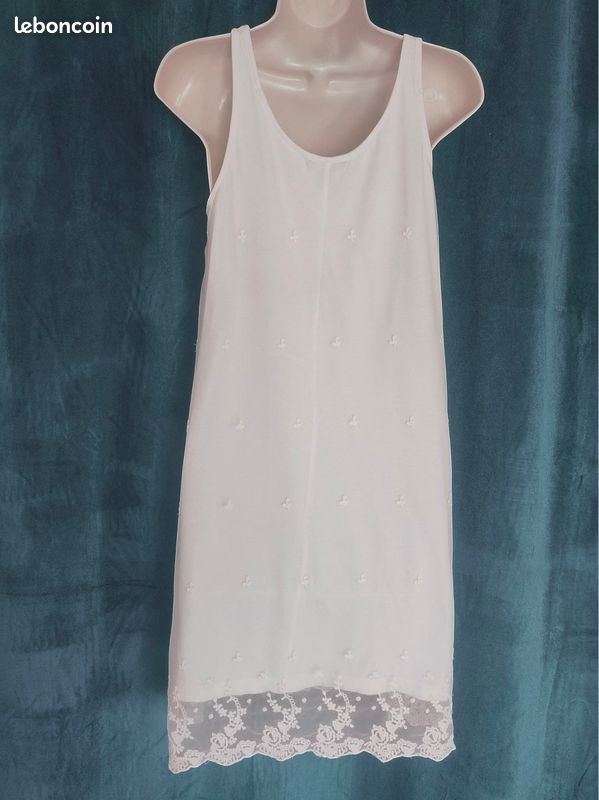 Robe nuisette mesh dentelle blanc ivoire vintage / Mango Suit - 38/M (image 9)