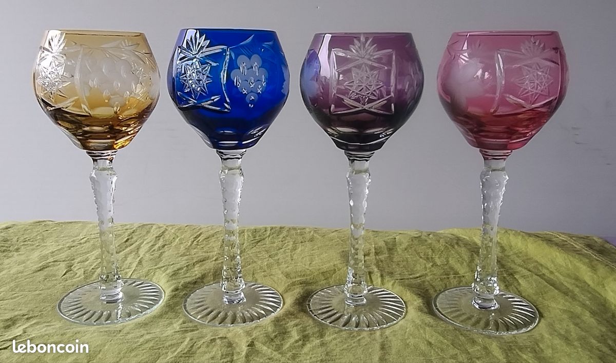 4 verres à vin colorés en cristal de Lorraine ⚜️ (image 2)