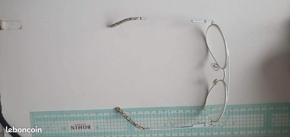 Monture lunette vue afflelou metal aviateur blanc marbre noir (image 2)