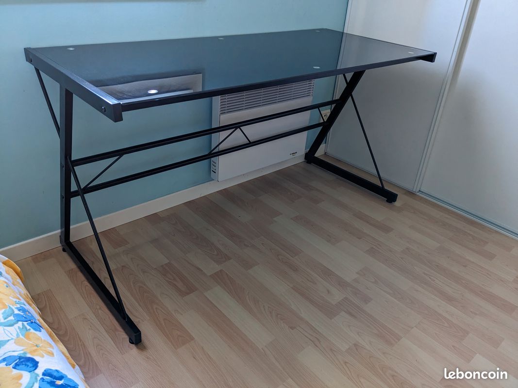 Bureau verre fumé noir (image 1)