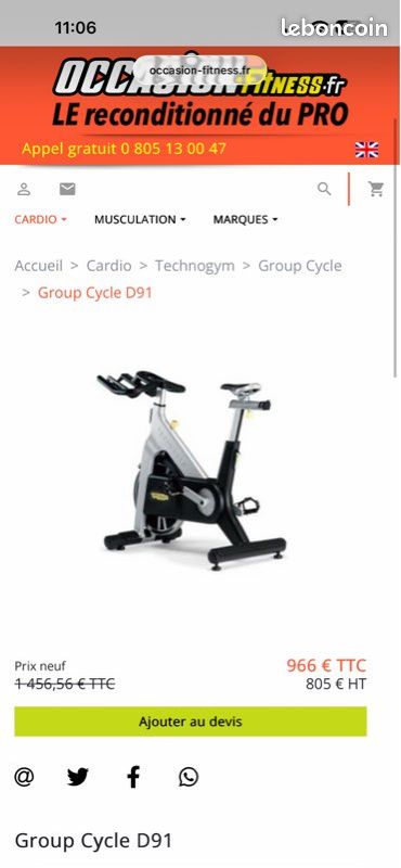 Vélo pro biking spinning rpm technogym groupe cycle 280e (image 3)