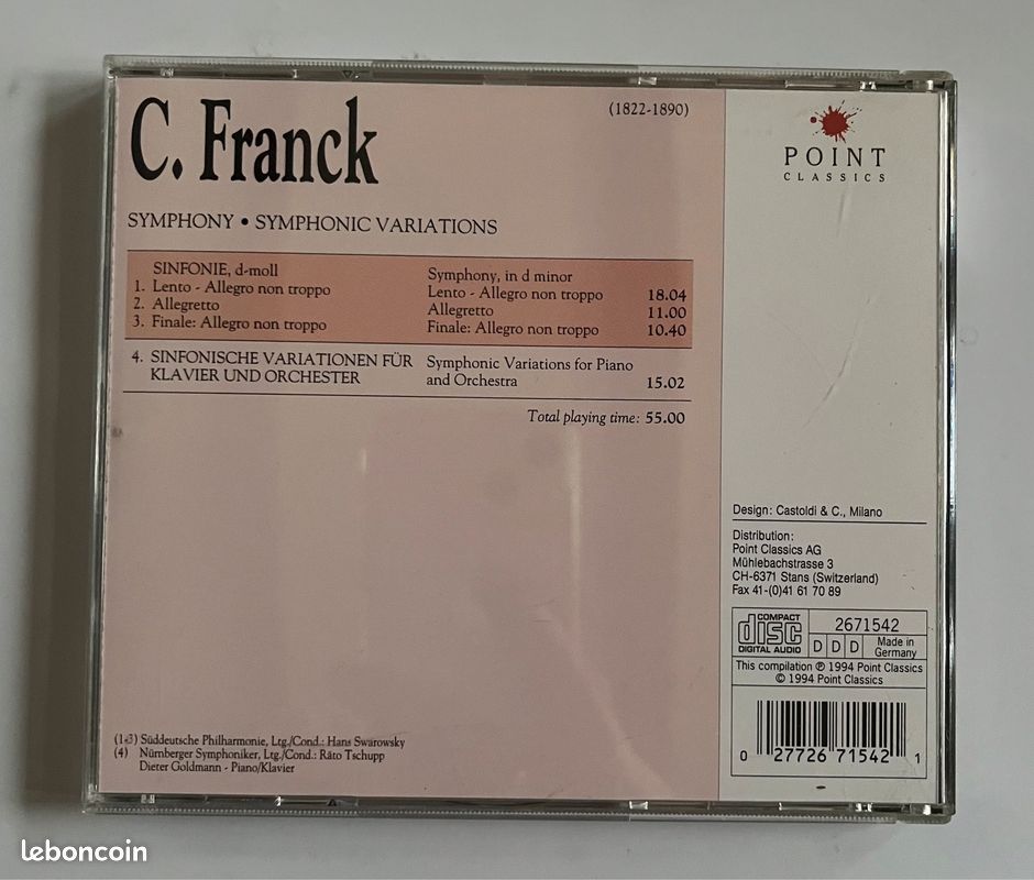 Cd de musique : C. Franck SYMPHONY • SYMPHONIC VARIATIONS (image 2)