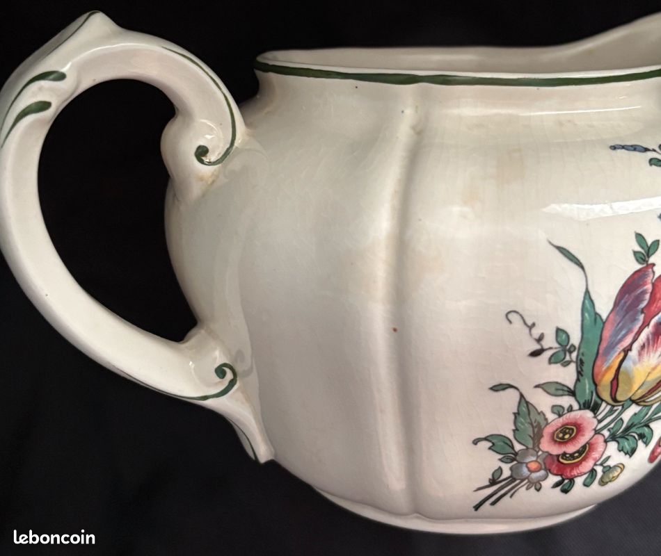 Ancien Pot à Lait en Tôle Emaillée Rouge et Blanche - Vintage French Finds
