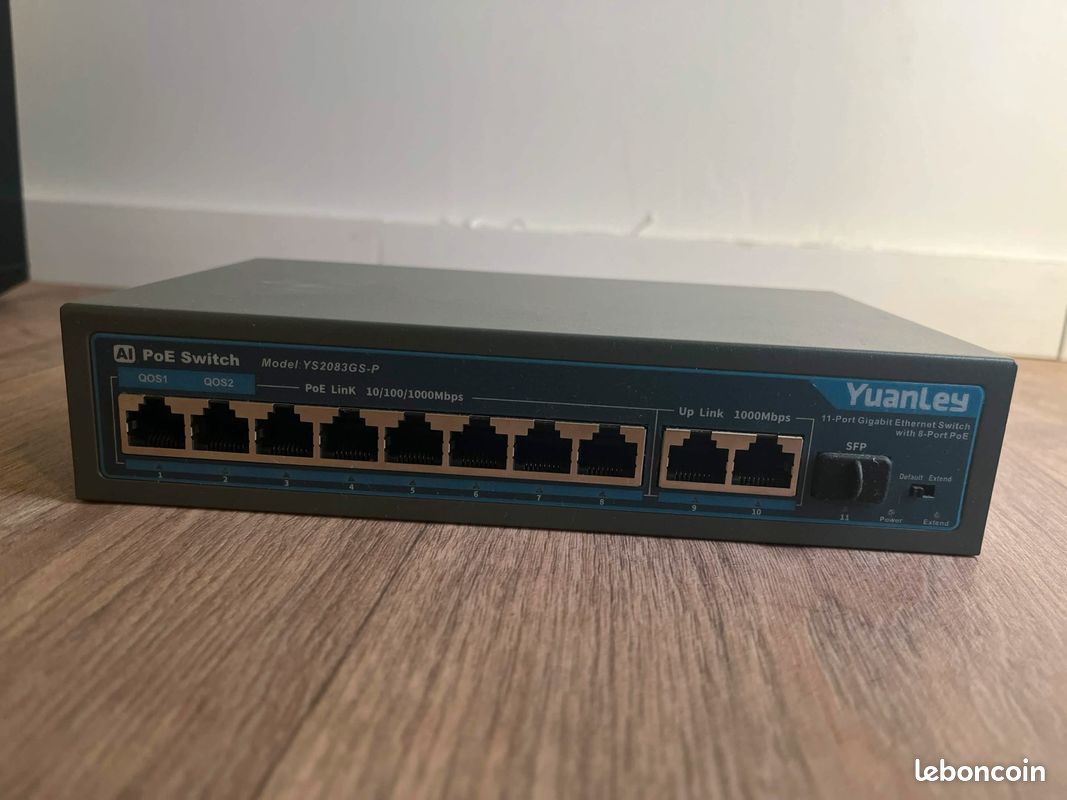 Switch PoE Gigabit YuanLey YS2083GS-P – 11 ports (8 PoE + 2 uplink + 1 SFP) – Boîtier métal (image 1)