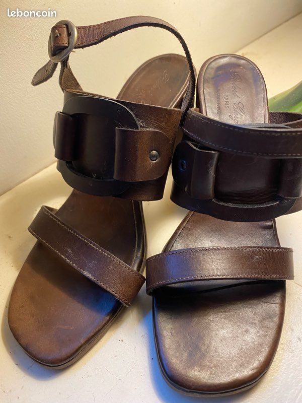 Nu-pieds tout cuir brun foncé (image 3)