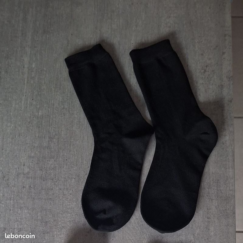 Lot De 6 Paires De Chaussettes De Santé - 100 % Coton - Sans élastique - Noir - Noir - 39-42