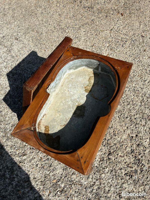 Bidet ancien jardinière table basse zinc dessus bois (image 3)