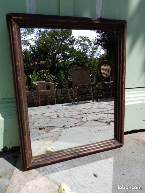Glace rectangle miroir mercure ancien (image 1)