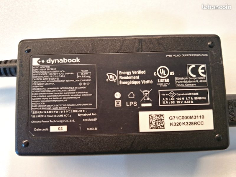 Cable d'alimentation PC Dynabook - Toshiba (image 3)