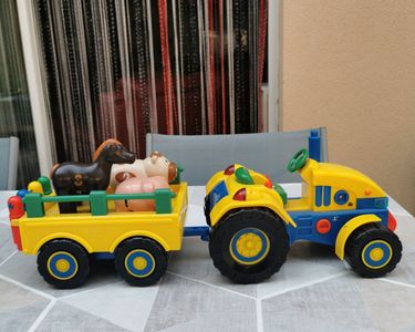 Eymobad – Lot De 4 Tracteurs En Métal Avec Remorque Amovible – Jouet Ferme Robuste – Dès 3 Ans – Sans Piles