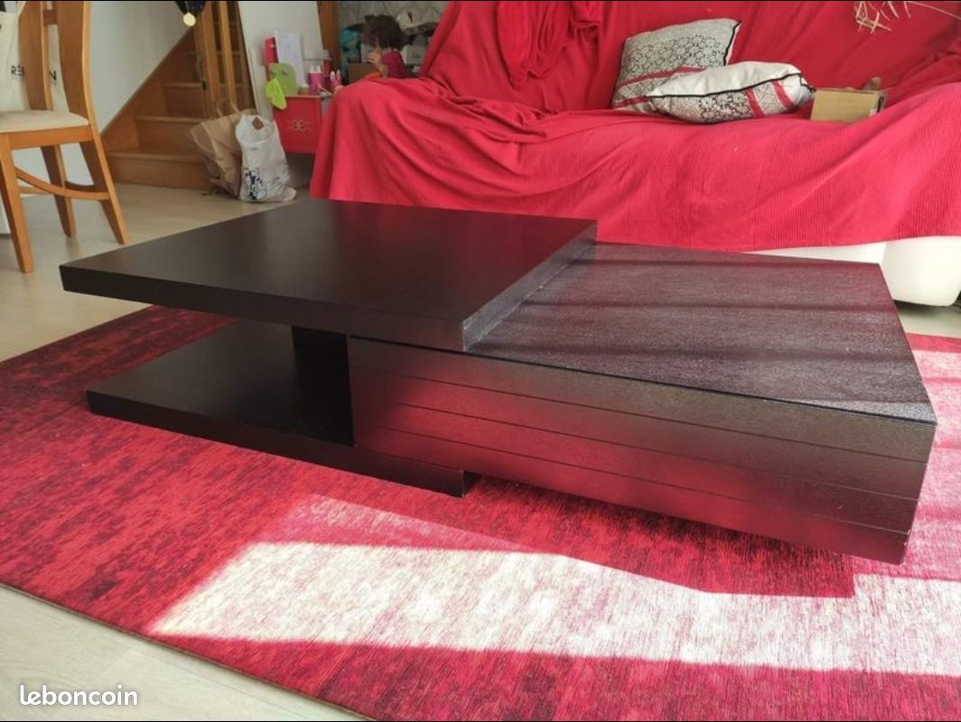 Table basse design et originale en bois massif [BON ÉTAT] (image 3)